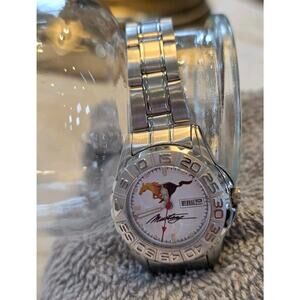 Ford Mustang Rare Watch #118 Flaming Horse untested NONWORKING Stainless Steel